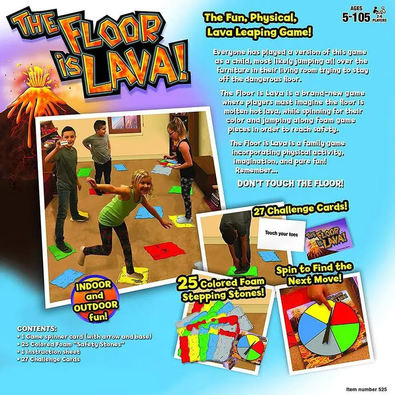 1The Floor is Lava Family Interactive Fun настольная игра для детей и взрослых цветные пенные