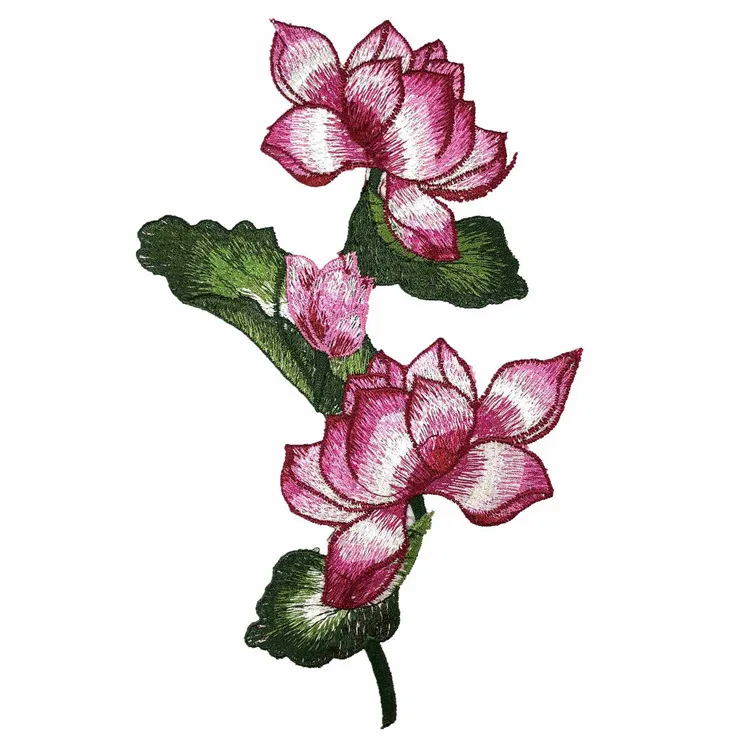 1 шт. вышивка цветок лотоса пришить патч платье шляпа сумка джинсы аппликация