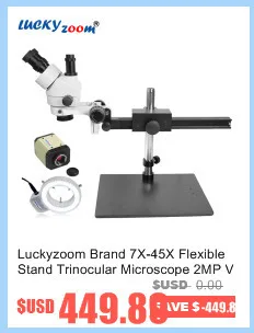 Lucky Zoom Brand 3.5X-45X Simul-Focal Trinocular Zoom Stereo Microscope Head WF10X/20 SZM0.5X WD165mm Microscope Accessories
