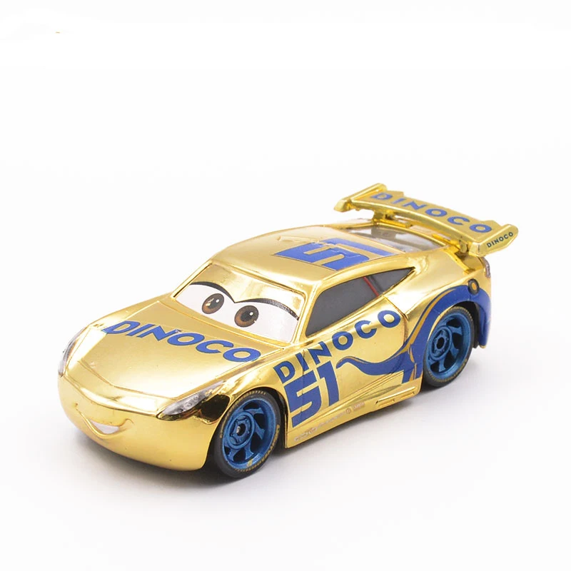 1:55 Disney Pixar тачки 3 литые игрушечные автомобили Золотой Серебряный Dinoco 51 # Cruz