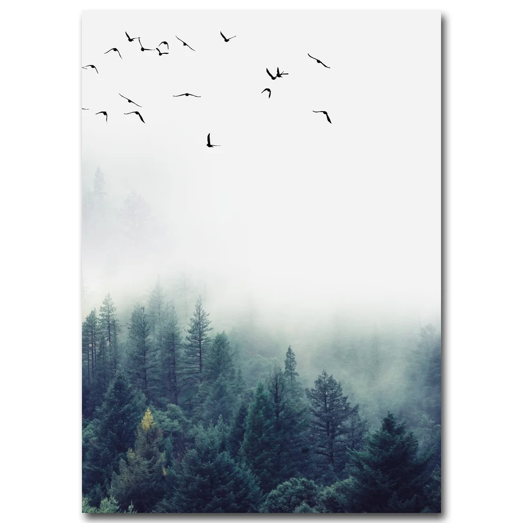 Nordic украшения лес Lanscape стене Книги по искусству Холст плакат и печати холст декоративная картина для Гостиная Домашний Декор - Цвет: Picture 3