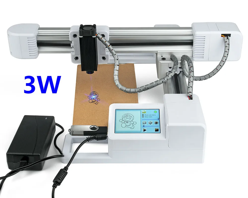 White 3W 3W/7 Вт USB офсетный фрезерный станок для дерева площадь 155x175 мм DIY принтер логотипа большая мощность CNC лазерная гравировка резьба машина - Цвет: White 3W