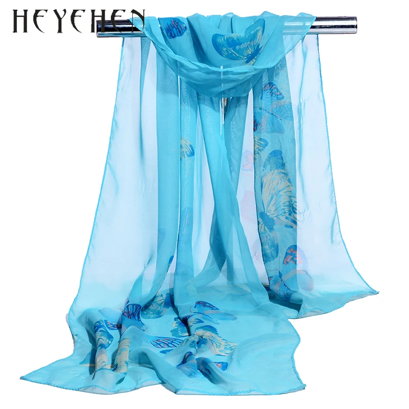 2017 Новый Модный шифоновый шарф с бабочками Летний Пляжный Солнцезащитный