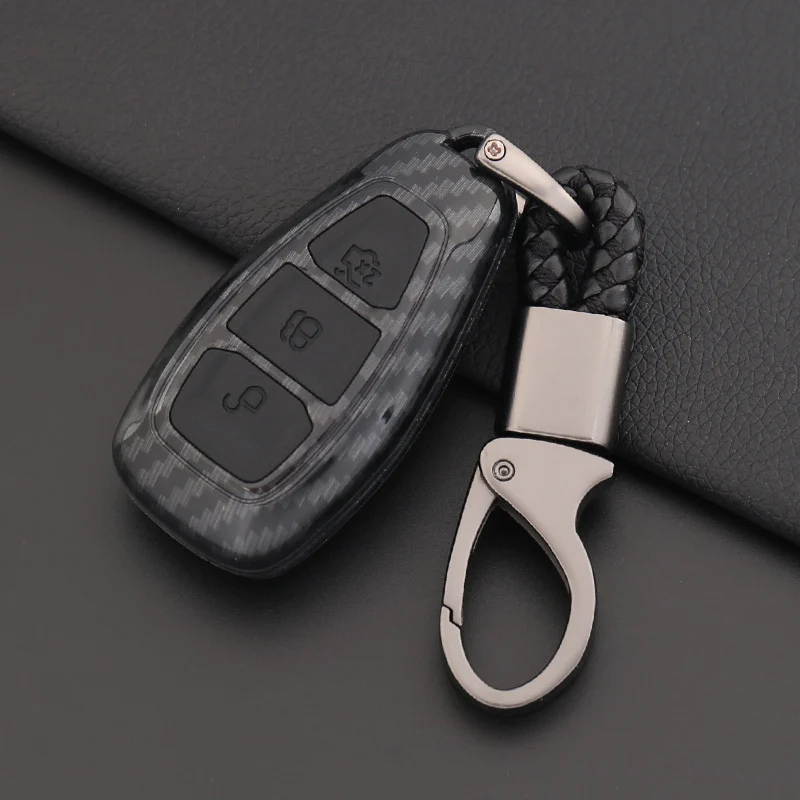 

Carbon Fiber Silicone Car Key Smart Remote Key Case Cover for Ford Fiesta Focus 3 4 MK3 MK4 Mondeo Ecosport Kuga Focus ST 2019