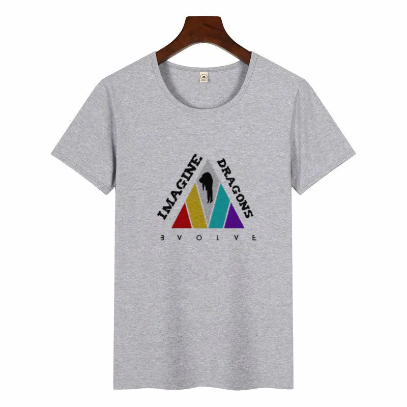 p1413G-grey Summer Female Imagine Dragons Korean Style TShirt O-neck Hipster ShortSleeve Tops Unisex Streetwear Graphic Tees Women Harajuku - Цвет: p1413G-grey