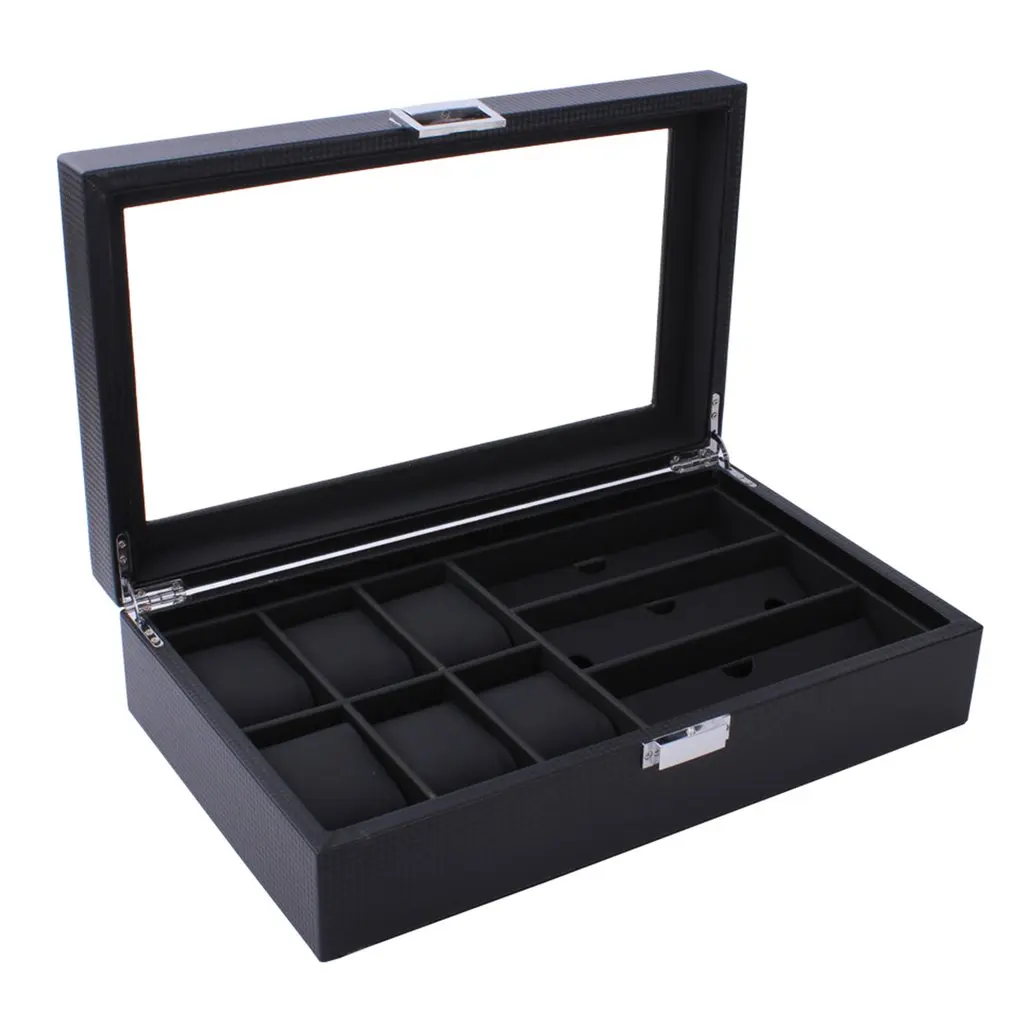 WT840200 6/8 сетки из искусственной кожи/коробка для часов из углеродного волокна Чехол для солнцезащитных очков органайзер для хранения ювелирных изделий - Цвет: WT840200