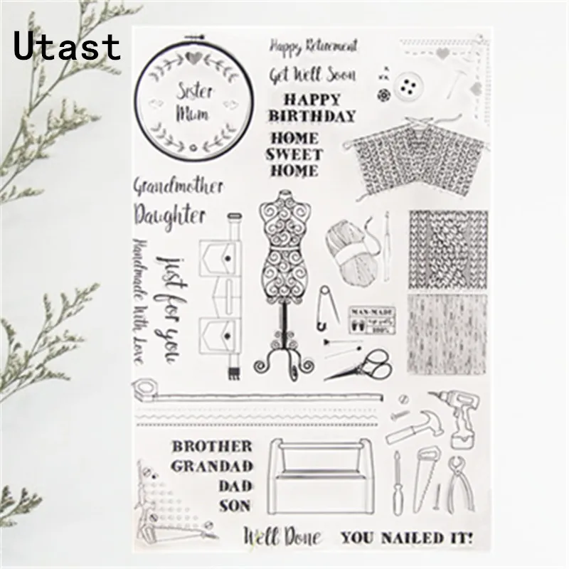 Домашние Швейные вязанные прозрачные силиконовые штампы/прозрачный резиновый