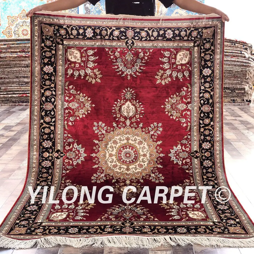 YILONG 4'x6' красные персидские ковры ручной вязки новый дизайн шелк ковер
