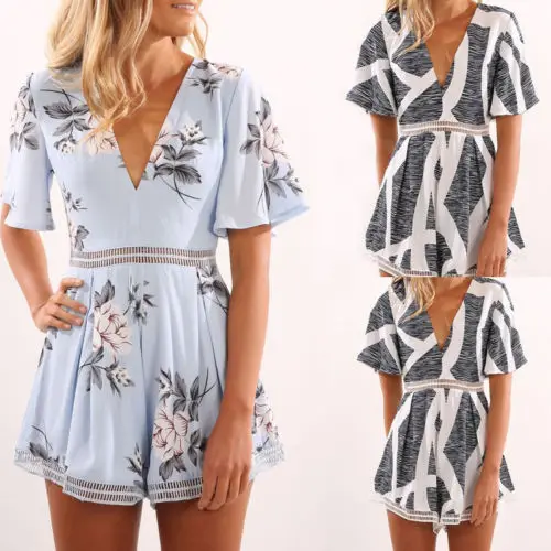 Женское повседневное хлопковое короткое летнее платье с глубоким v-образным
