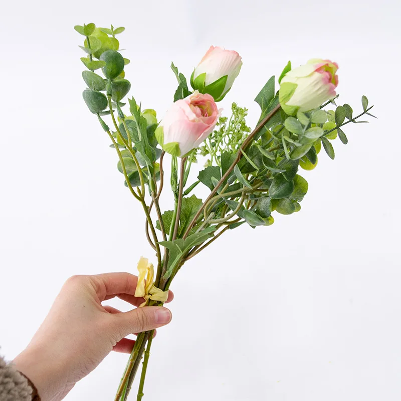 pink green Искусственные цветы розы звезды букет домашний подоконник Декоративные искусственные цветы отель украшение стола реквизит для фотосессии - Цвет: pink green