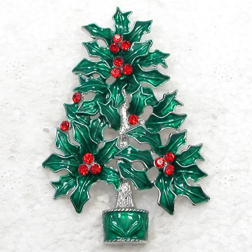 

Red Rhinestone Christmas tree brooch Christmas gift Pin brooches C667 C