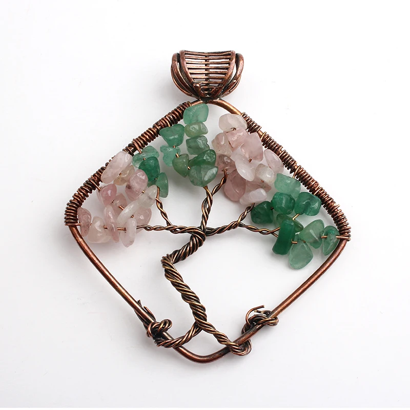 Новинка 2017 модный натуральный авентурин с кристаллом розы кварцевым подвеской в