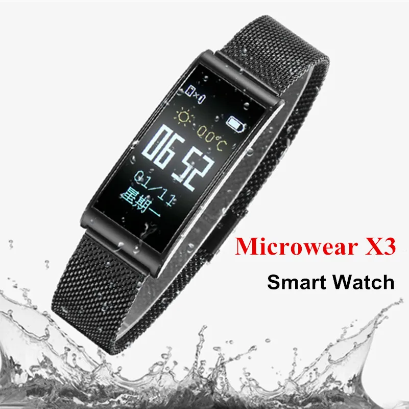 Оригинальный Microwear X3 смарт браслет IP68 Водонепроницаемый измерение артериального