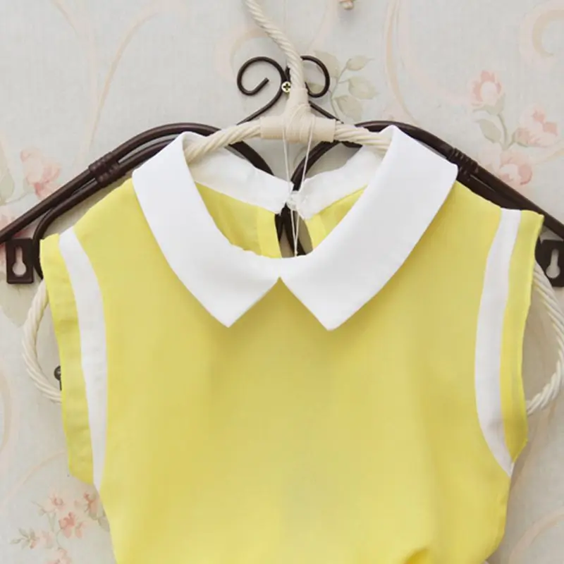 2017 г. Летняя одежда для малышей подростков детская Блузка Для Девочек Шифоновые
