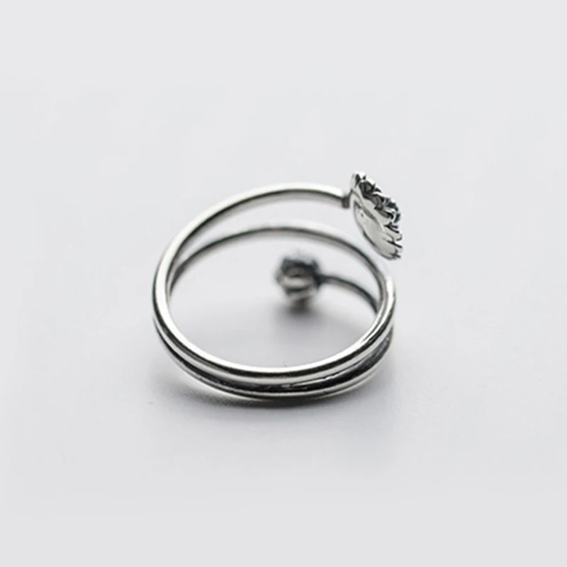 Открытые серебряные кольца в виде цветка лотоса для женщин винтажном стиле ретро