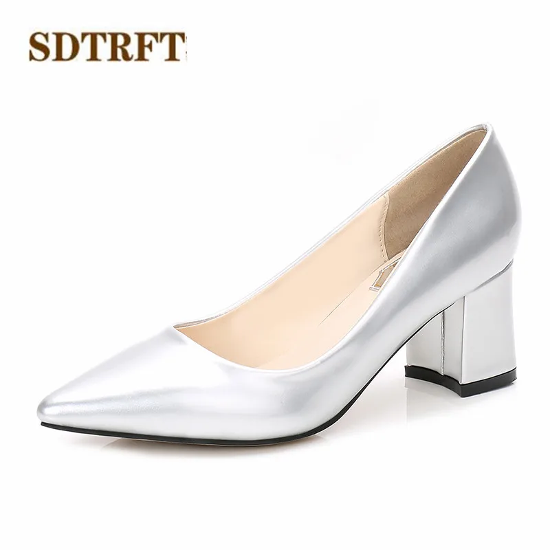 SDTRFT/Большие размеры: 44 45 46 zapatos mujer туфли на шпильках 6 см высокий толстый каблук