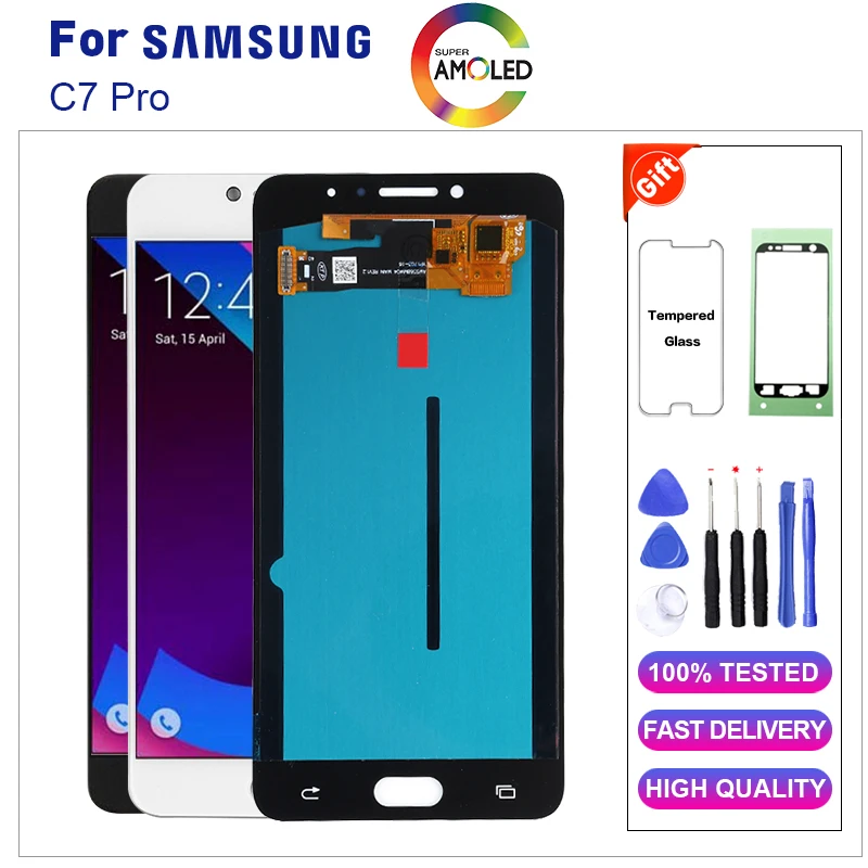 ЖК дисплей AMOLED для Samsung C7 Pro с сенсорным экраном дигитайзер в сборе сменный C7010