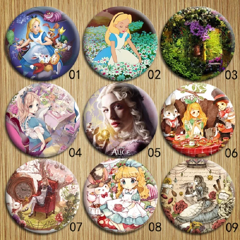 Классический мультфильм Алиса в стране чудес Tinplate Броши Чеширский кот Белый