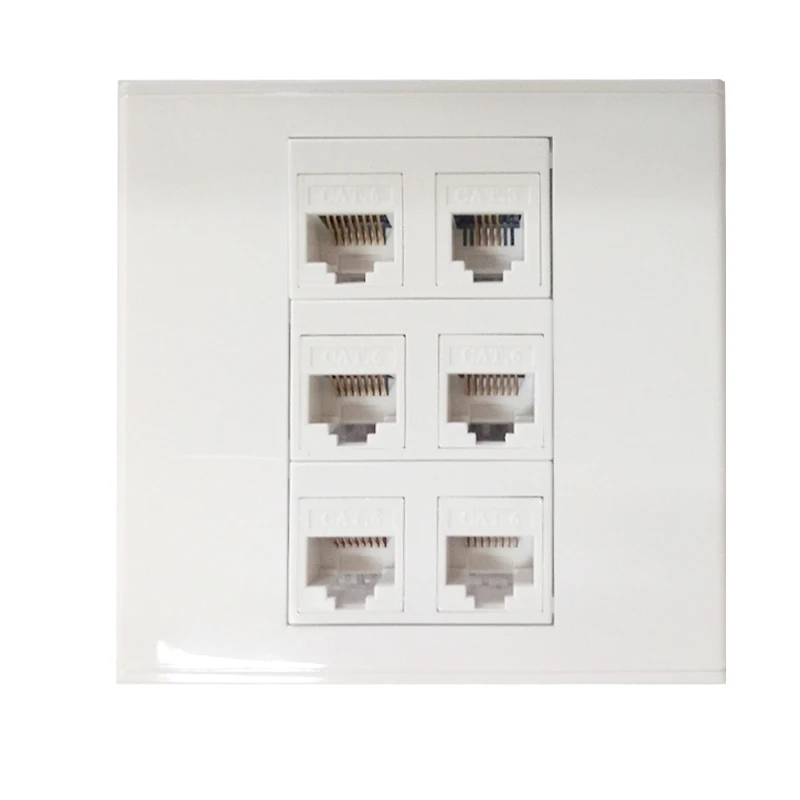 

Настенная розетка с 6 портами сети s LAN, пять портов s Cat6 RJ45 + один порт Cat3 RJ11, панель Keystone, розетка, домашний адаптер