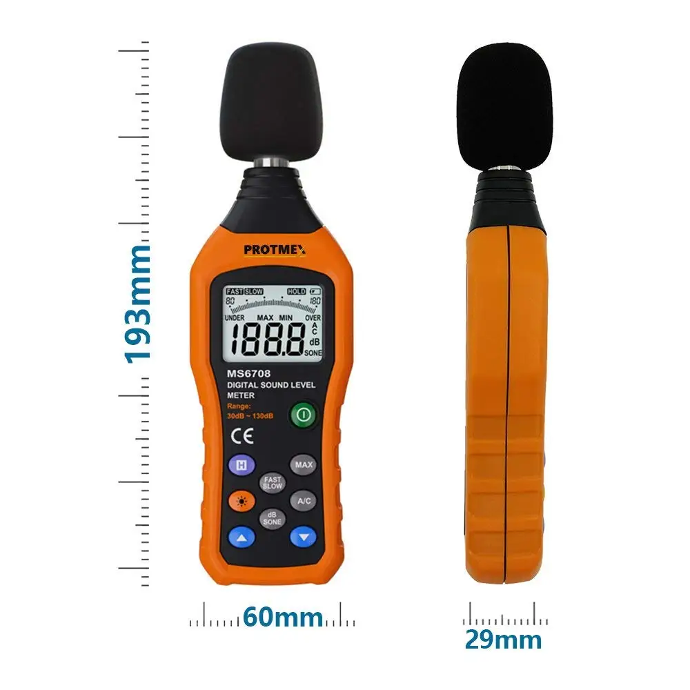 Protmex MS6708 Noise Meter Sound Level Portable Digital Audio Decibel Tester Monitor dB | Инструменты