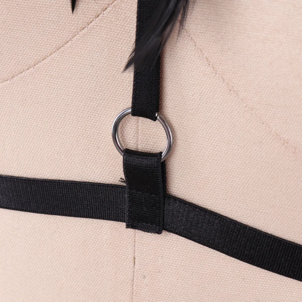 Sexy Lingerie Open Chest Feather Cage Bra Harness Fetish Wear Bottom Panties Body Bondage suit | Женская одежда