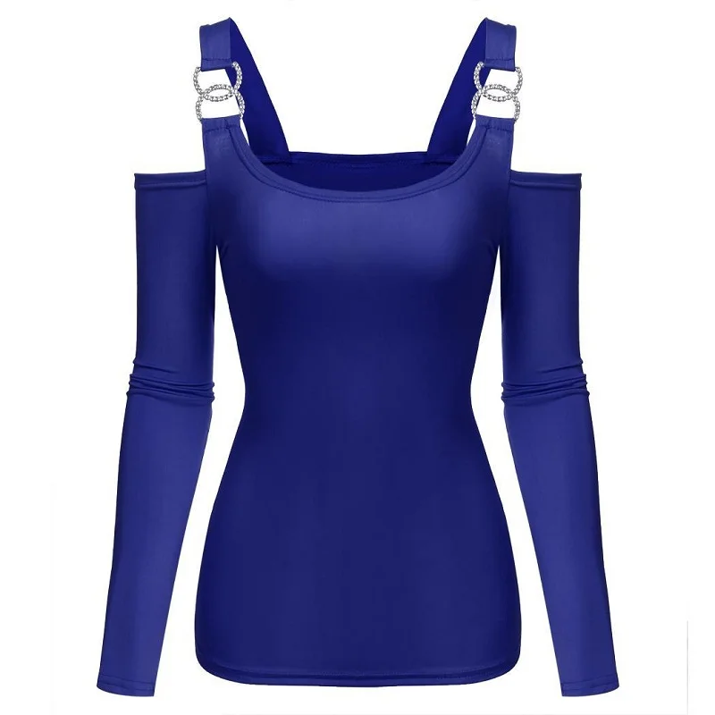 Women Sleeve Solid Long Tops 2018 T Autumn T-shirt Off Tshirt Female Slim Shirt Spring Shoulder T-shirts | Женская одежда