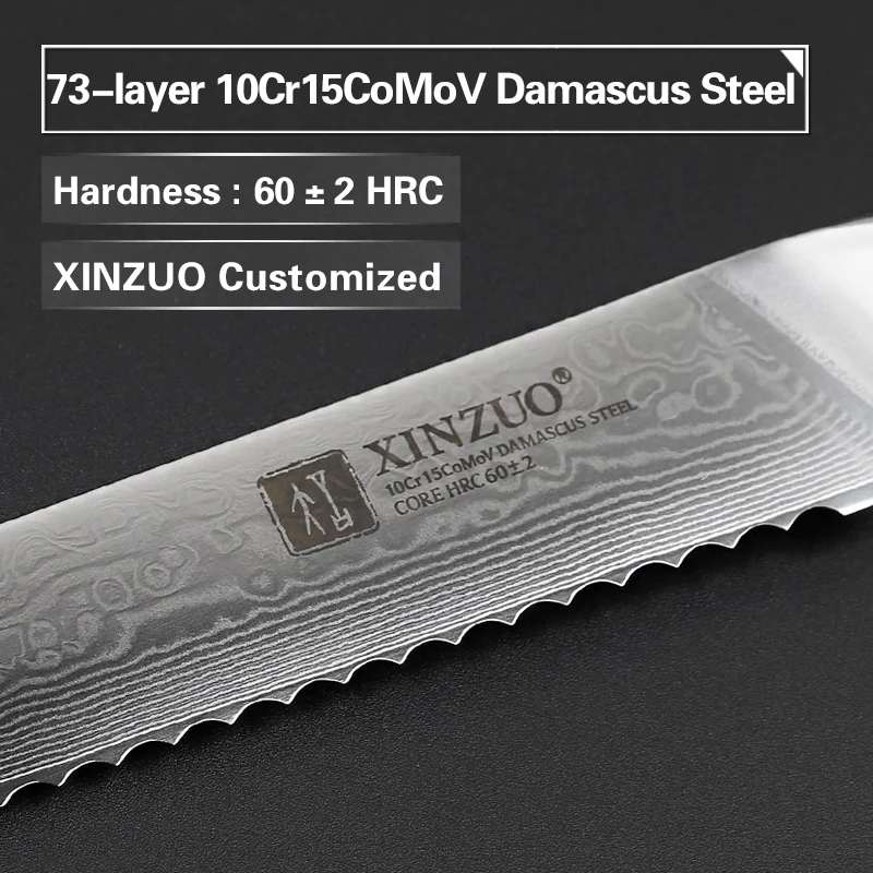 XINZUO 9 &quotдюймов нож для хлеба Дамасская сталь бритвы острое лезвие 62 HRC кухонные
