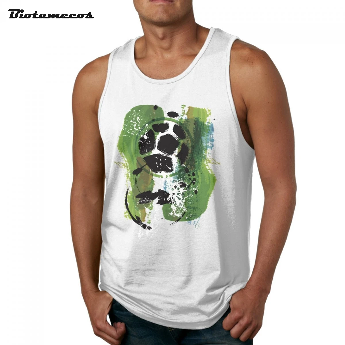 Для мужчин майка 100% Хлопковые фирменные носки без рукавов Майки зеленая акварель