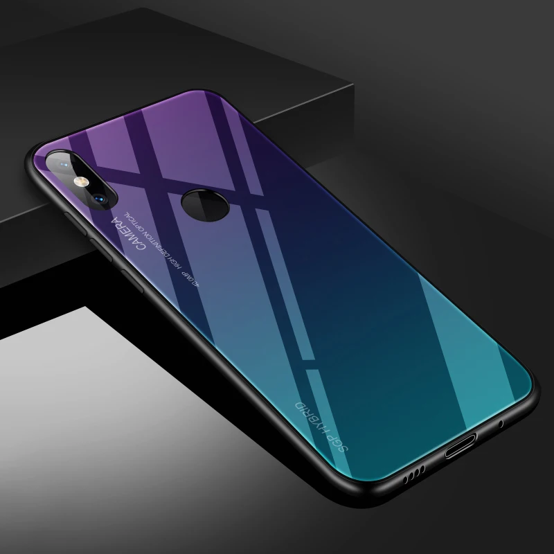 Purple Purple Для Xiaomi mi A1 a2 6 5x 6x mi x 2 note3 стеклянный чехол, силиконовый ударопрочный роскошный чехол из закаленного стекла для Xiaomi mi x 2s - Цвет: Purple Purple