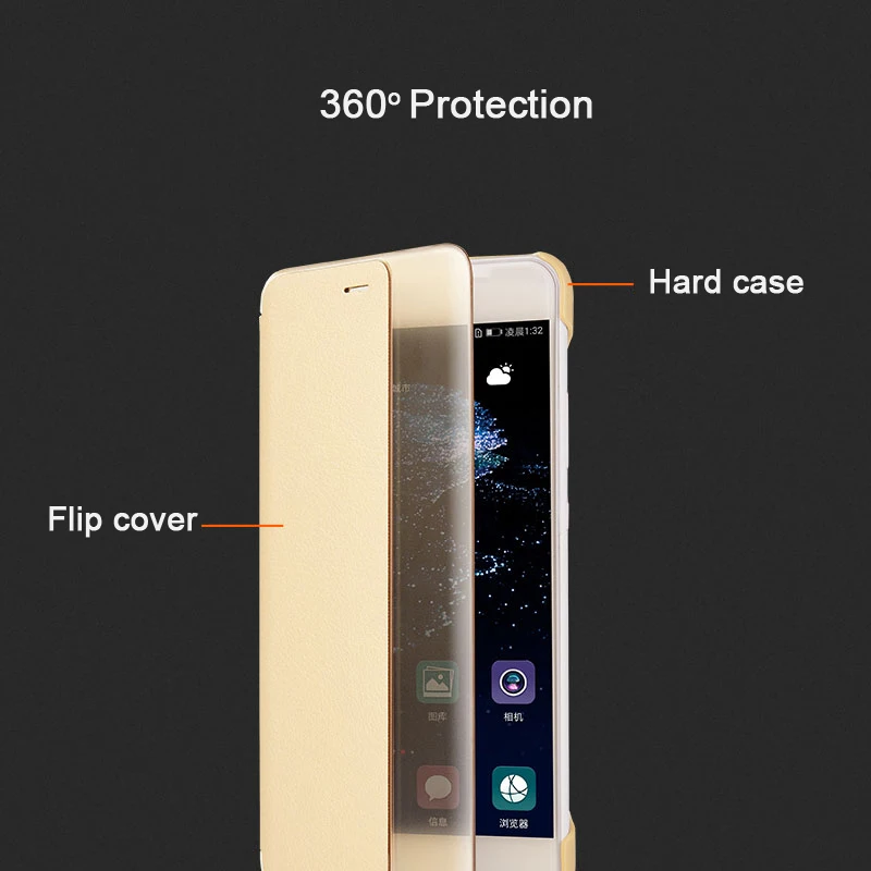CAPSSICUM P10 умный из искусственной кожи чехол для HUAWEI Ascend P10 Plus откидной Чехол с окошком для просмотра с функцией автоматического сна Жесткий противоударный P10Plus