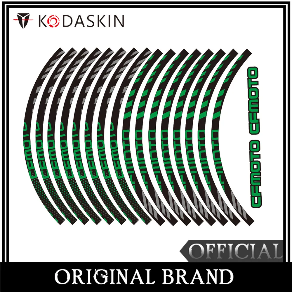 

KODASKIN Motorcycle 2D Wheel Decals Rim Stickers Set for CFMOTO 150NK 400NK 650NK 250NK Green