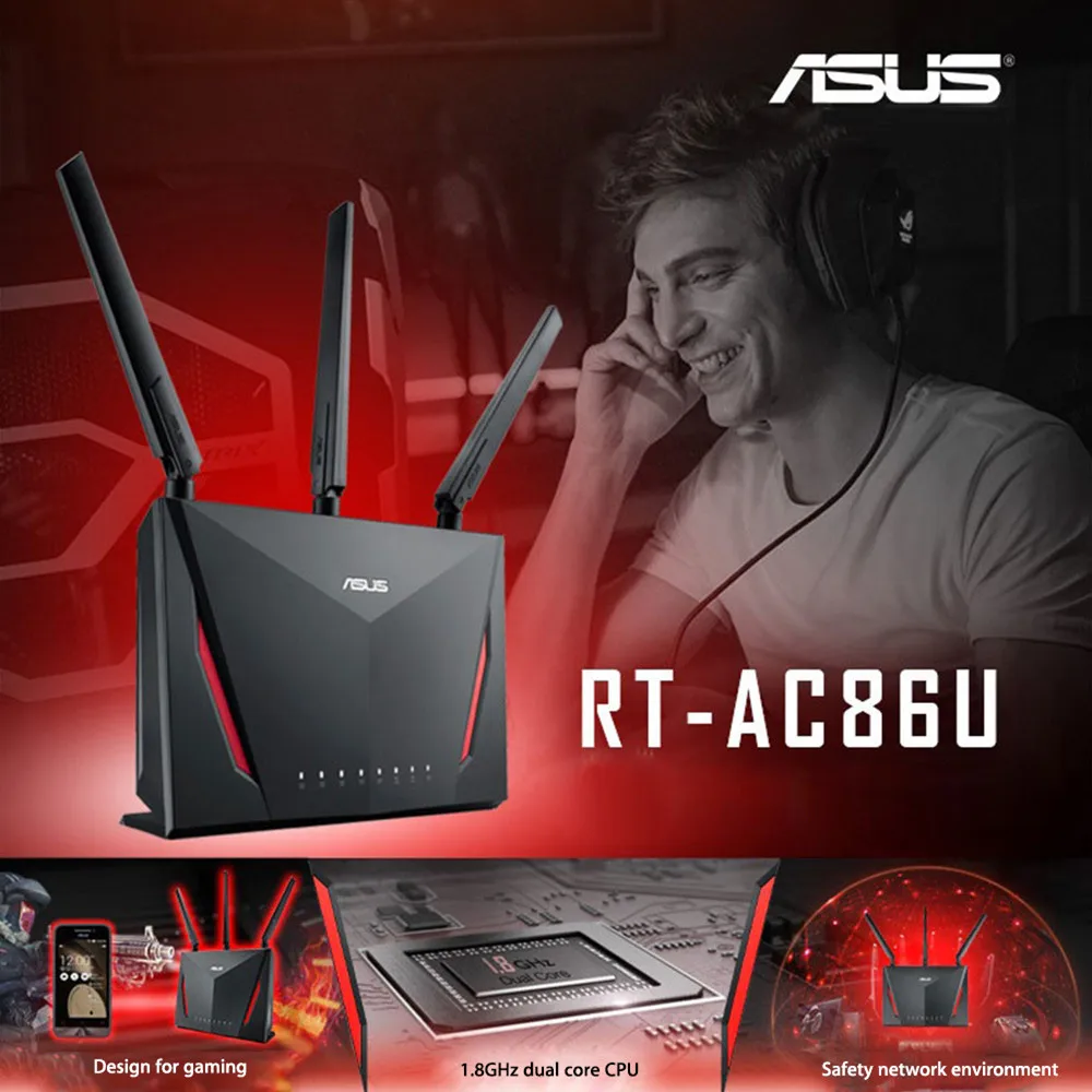 ASUS RT AC86U 2900 Мбит/с AC беспроводной WiFi маршрутизатор двухъядерный 1 8G AC/G/N Wifi с 3