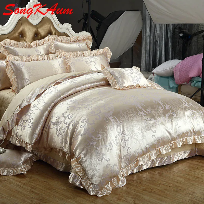 Роскошный роскошный комплект постельного белья из шелка и тенселя для