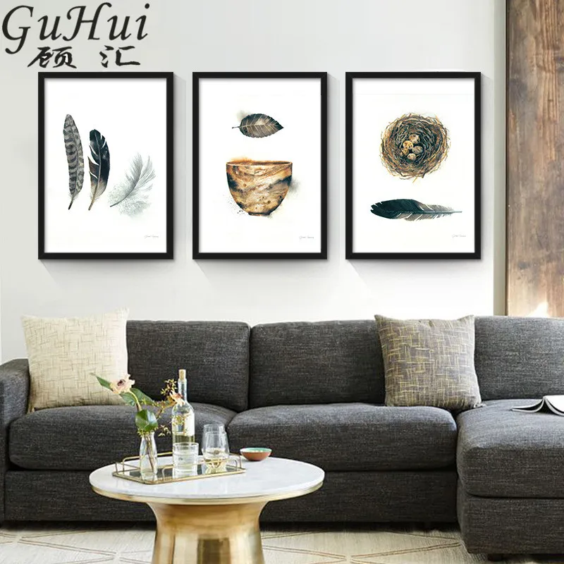 Настенный постер с пером в скандинавском стиле|decorative painting|art posterquadros de parede |