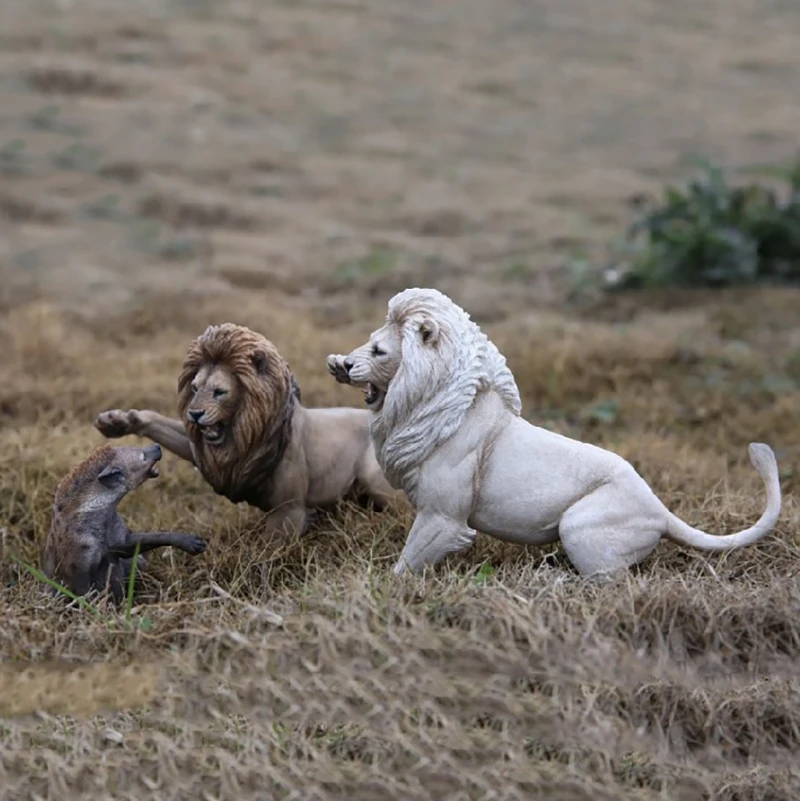 

1/12 Scale 1700059 1700060 MOS Animal Model Lion Model African Lion VS Spotted Hyena Set Model Gift for Children Kids