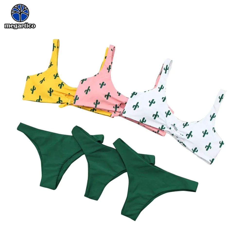 Купальник с кактусовым принтом женский купальник Push Up из двух частей Бразильское