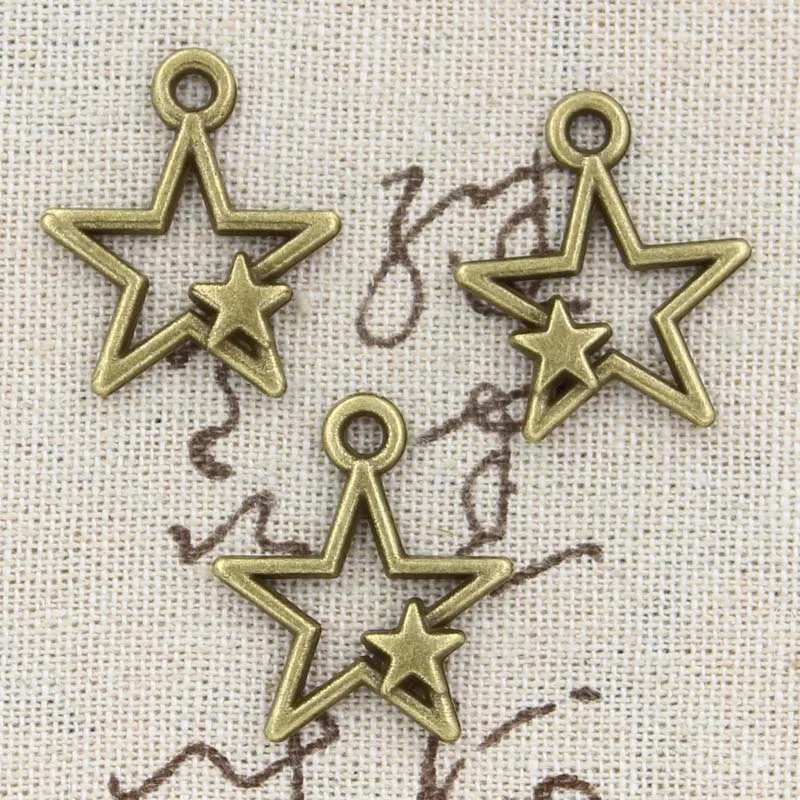 5 шт. Подвески полые шины double star 27x21 мм Античная решений Подвеска fit, Винтаж тибетская Серебряная бронзовая, DIY ювелирные изделия ручной работы