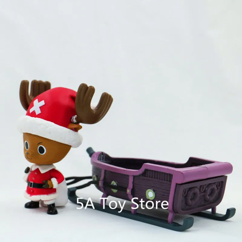 Аниме One Piece Cute Tony Chopper Рождественские сани ПВХ фигурка Коллекционная модель
