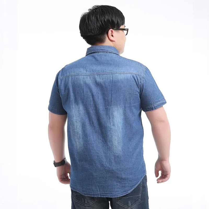 Рубашка мужская джинсовая с коротким рукавом хлопковая блуза из денима в