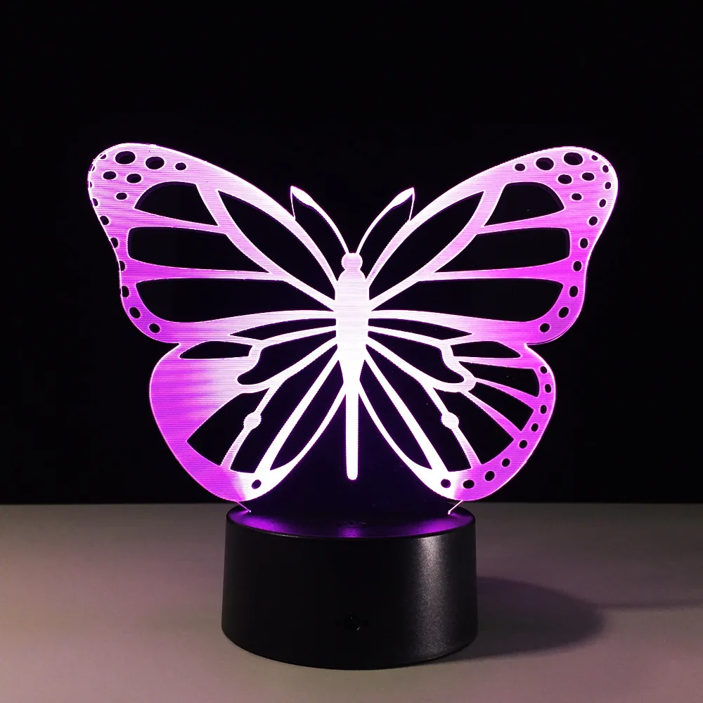 3d лампа с бабочкой светодиодная Ночная Usb питанием ночник аккумулятором