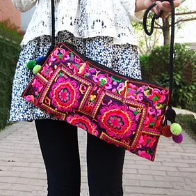 Оригинальная тканевая сумка ручной работы в таиландском стиле с вышивкой