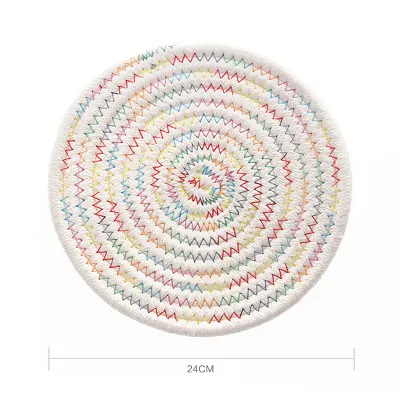 Colored 24cm 4 шт./лот, круглые подстилки в японском стиле, толстый хлопок, теплоизоляционный коврик, противоскользящая чашка/миска, подстаканники, подставка для горшка, креативная посуда - Цвет: Colored 24cm