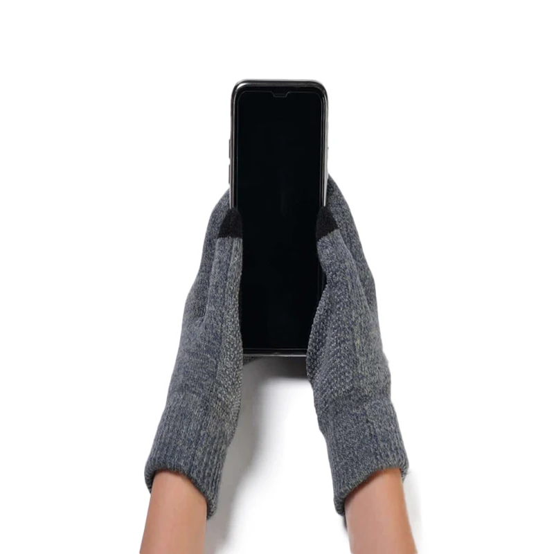 Вязаные перчатки для сенсорных экранов мужские и женские парные осенне зимние