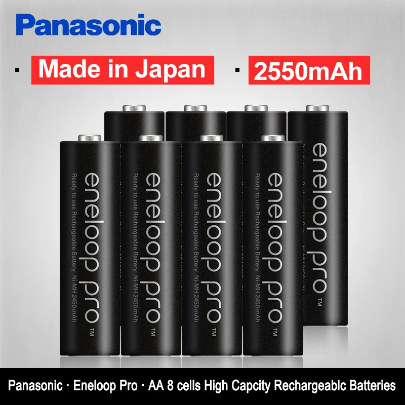 Оригинальные батареи Panasonic Eneloop большой емкости 2550 мАч 8 шт./2 комплекта Сделано в