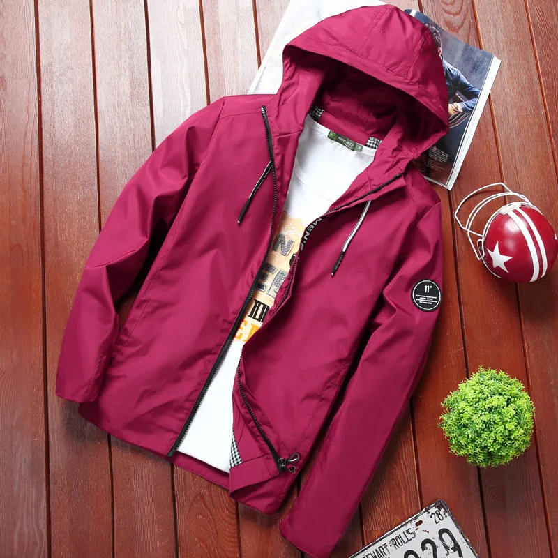 Мужская тонкая куртка с капюшоном Повседневная ветровка в стиле хип хоп парка на