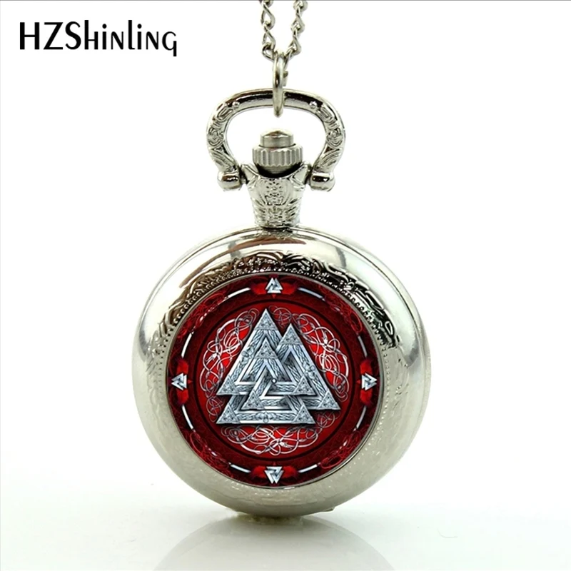 Новинка 2017 винтажное ожерелье Valknut Viking Norses с треугольным узором карманные часы