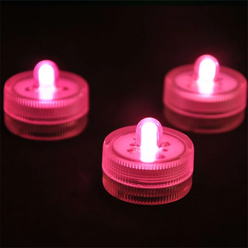 120pcs/lot Pink Color Submersible LED Lights Waterproof LED Candle Tea Lights For Wedding Centerpiece Under Vase Lighting