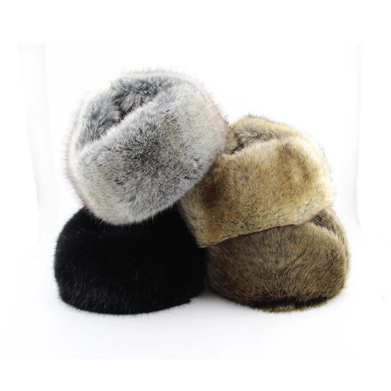 B-7138 Winter Russian Ushanka Hats Unisex Fur Skiing Hats for Men Women Cotton Layer Bomber Hats