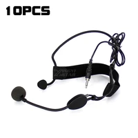 10pcs professional wired condenser mic headset microphone 3 5mm male screw jack mike for karaoke uhf wireless system transmitter