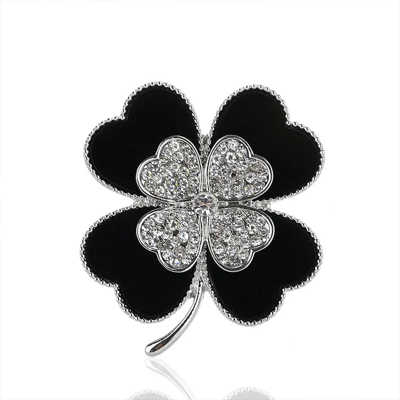 Модные Опал Камень Four Leaf Clover Брошь Pin Золото и серебро Цвет одежде подарок на день